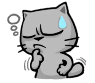 💭 a60c9f67 Katze, denkend, besorgt, Cartoon, Emoji telegram sticker