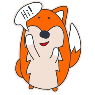 👋 2bb94c8c Hi! zorro, animal, dibujos animados, lindo, saludo, amigable, hola telegram sticker