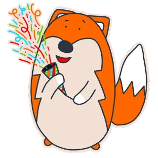 🎉 4bb4000e zorro, animal, celebración, fiesta, confeti, pegatina, dibujo animado telegram sticker