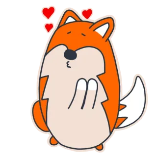 😘 cc360b7b zorro, animal, corazones, dibujos animados, lindo, kawaii, amor, beso telegram sticker