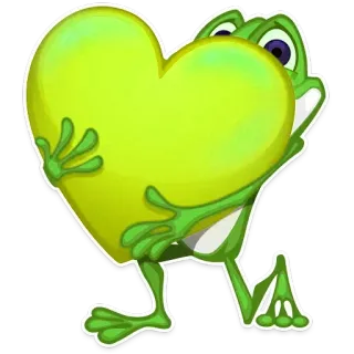 ❤ 0b0e4db7 frog, heart, green, love, sticker, cartoon, animal telegram sticker