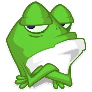 😒 7be6ae09 frog, green, cartoon, expression, thinking, bored telegram sticker