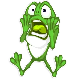 😱 7ecc01c4 frog, scared, cartoon, expression, frightened telegram sticker