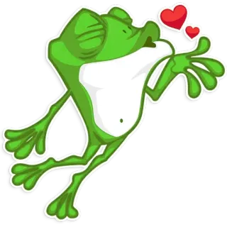 😘 c47ad685 frog, kiss, love, hearts, animal, cartoon telegram sticker