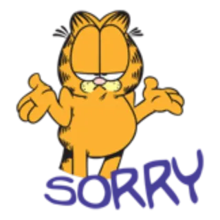 😔 6d42eb52 Garfield SORRY Xin lỗi, Rất tiếc, Hoạt hình, Garfield, Mèo, Mèo cam telegram sticker