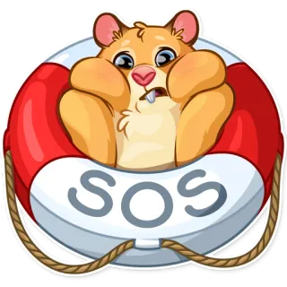 🆘 09e85399 SOS criceto, SOS, salvagente, cartoni animati, soccorso, aiuto telegram sticker