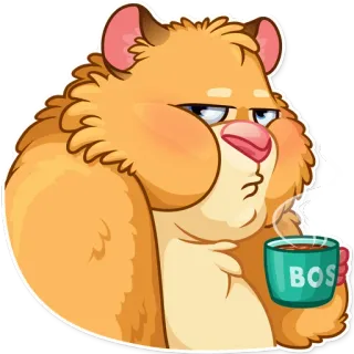 😕 23cc431c BOSS criceto, capo, carino, animale, cartone animato, caffè telegram sticker