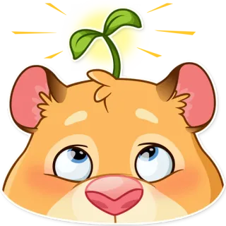 🙄 aa504abf animale, criceto, carino, kawaii, pianta, germoglio, cartone animato telegram sticker