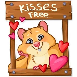 🥰 bc26bef8 Kisses FREE criceto, baci, gratis, cuori, carino, animale, cartone animato telegram sticker