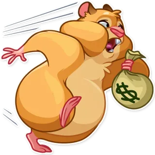 😲 dd733644 criceto, soldi, corsa, cartone animato, borsa, dollaro, carino telegram sticker