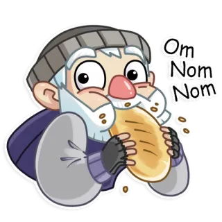😋 38dc2825 Om
Nom
Nom cibo, mangiare, pane, cartone animato, affamato, uomo, gustoso telegram sticker