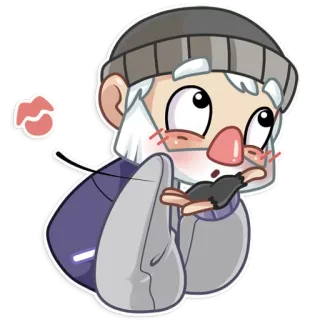 😘 ba69567d cartone animato, bacio, vecchio, berretto, carino telegram sticker