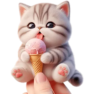 🍦 6aaecd47 น่ารัก, แมว, ไอศกรีม, ลูกแมว, สัตว์, หวาน telegram sticker