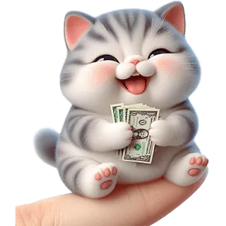 💸 762a6f79 แมว, เงิน, น่ารัก, สติกเกอร์, ดอลลาร์, รวย, มีความสุข telegram sticker