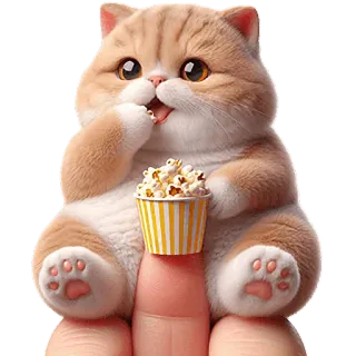 🍿 b6fef0e3 แมว, ลูกแมว, ป๊อปคอร์น, น่ารัก, สัตว์, สัตว์เลี้ยง, คาวาอิ telegram sticker