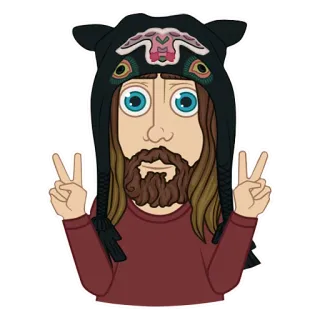 ✌ 179f3d3b vredesteken, hoed, man, baard, portret, cartoon telegram sticker