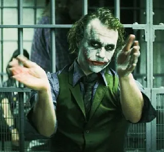 👏 e77845a4 Joker The Dark Knight vilão, aplaudindo, filme, DC, quadrinhos telegram sticker