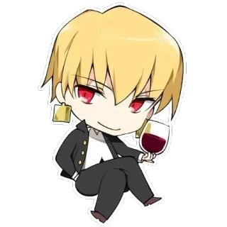 👍 ea442b29 Gilgamesh Fate/stay night アニメ, ちび, ワイン, fate, ギルガメッシュ, ステッカー whatsapp sticker