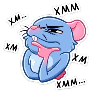 🤔 7a824452 XM... 老鼠, 思考, 沉思, 卡通, 啮齿动物, 可爱, xm telegram sticker