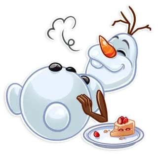 🍰 3400b2ac Olaf Frozen boneco de neve, bolo, desenho animado, Disney, Frozen telegram sticker
