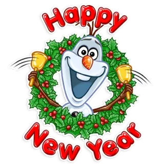 🎄 40df58e1 Olaf Frozen Happy New Year Olaf, Frozen, Feliz Ano Novo, Ano Novo, Feriado, Desenho animado, Boneco de neve telegram sticker