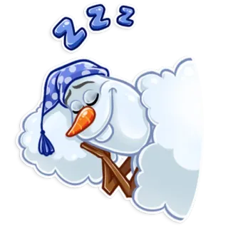 💤 62b29303 ZZZ Boneco de neve, Sono, Inverno, Desenho animado telegram sticker