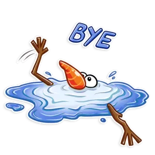 👋 dc1f0e21 BYE boneco de neve, derretendo, tchau, adeus, inverno, desenho animado telegram sticker