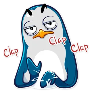 👏 0ed13ab0 Clap Clap pingwin, klask, aprobata, brawa, kreskówka, zwierzę telegram sticker