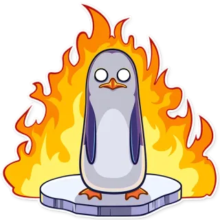 🔥 ddd0924f pingwin, ogień, lód, kreskówka, naklejka telegram sticker