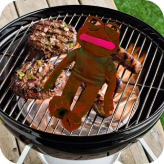 👍 498f4fee Pepe pepe, frosch, grill, burger, kochen, meme whatsapp sticker