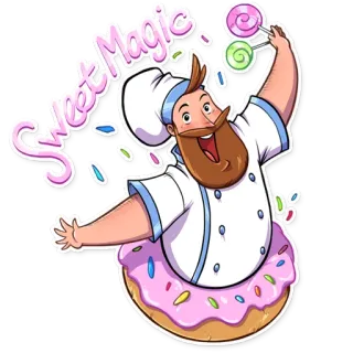 🌈 251fa7e1 Sweet Magic 面包师, 甜甜圈, 甜的, 魔法, 糖果, 棒棒糖 telegram sticker