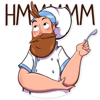 🙄 4e5a323d HMMMM 厨师, 思考, 嗯, 沉思, 烹饪, 卡通, 勺子 telegram sticker