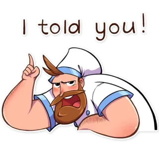 👵 51a7b5f7 I told you! 厨师, 卡通, 指, 感叹号, 警告 telegram sticker