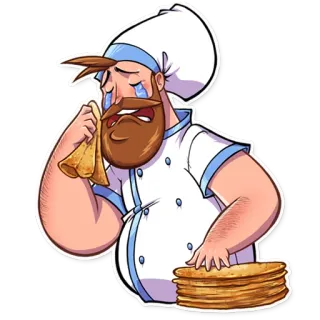 😭 53a6bf9d 厨师, 哭泣, 薄煎饼, 食物, 难过, 烹饪 telegram sticker