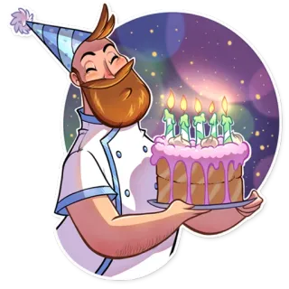 🎂 93df2949 生日, 蛋糕, 庆祝, 烘焙师, 派对, 蜡烛, 甜点, 男人 telegram sticker