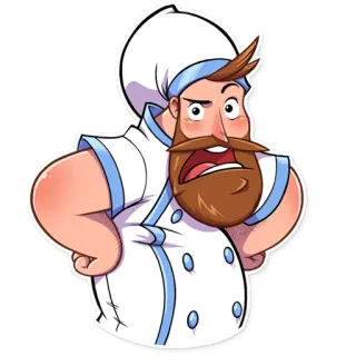 🤨 e92ed071 厨师, 卡通, 烹饪, 厨房, 餐厅, 搞笑 telegram sticker