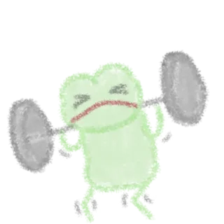 💪 300a5140 frog, weightlifting, exercise, cartoon, animal, fitness telegram sticker