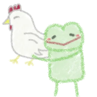 🐔 41696eb1 frog, chicken, animal, cute, wholesome, friendship, cartoon telegram sticker