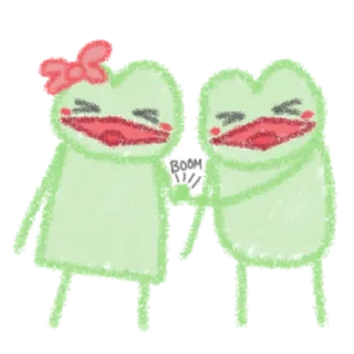 💋 7447ce0d frog, cute, cartoon, kawaii, couple, friends, drawing, digital art telegram sticker