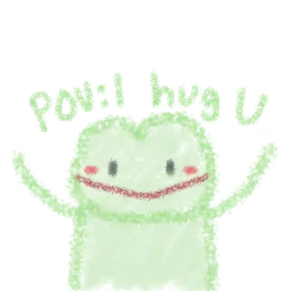 🙆‍♂ 9873b975 I'll hug u hug, cute, friendly, positive, green, cartoon telegram sticker