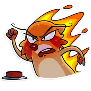 😡 2d494692 wütend, Feuer, Cartoon, Tier, Knopf, frustriert, Aggression telegram sticker