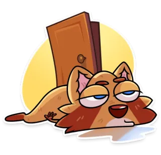 😪 98f40140 Katze, faul, erschöpft, Tür, Cartoon, müde, schläfrig, lustig telegram sticker