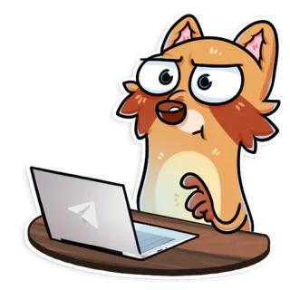 💬 fac49d1a Katze, Computer, Sticker, Tier, Cartoon, Laptop, Internet, Tisch telegram sticker