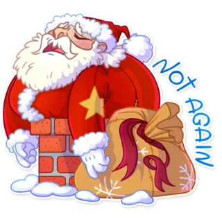 😩 7692c9e1 Santa NOT AGAIN 圣诞老人, 圣诞节, 烟囱, 麻袋, 节日, 卡通 telegram sticker