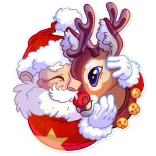 🤗 d1f017c5 圣诞老人, 驯鹿, 圣诞节, 节日, 喜庆, 卡通 telegram sticker