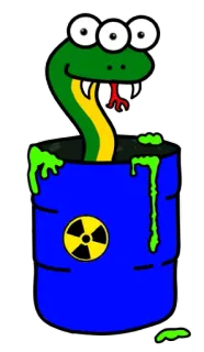 ☢ 4f60977f ular, beracun, tong, kartun, hijau, radiasi telegram sticker