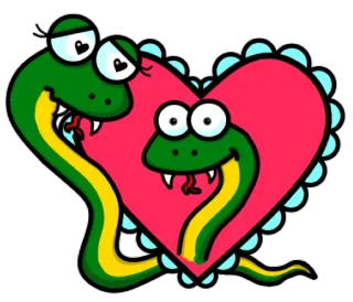 😍 5d8fa154 ular, hati, kartun, cinta, hewan, imut, reptil telegram sticker
