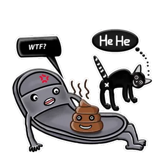 💩 28f6d19b WTF? toilet, poop, cat, cartoon, humor, offensive whatsapp sticker