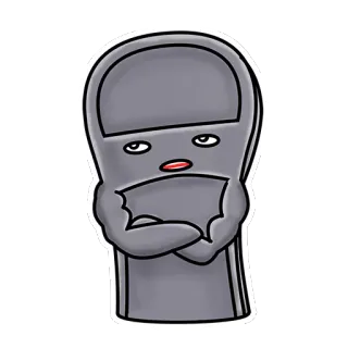 😑 fbdc0235 cartoon, character, arms crossed, sarcastic, funny, gray whatsapp sticker