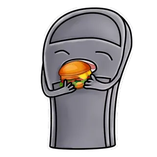 🍔 fdb43cd5 sticker, cartoon, character, food, burger, eating whatsapp sticker